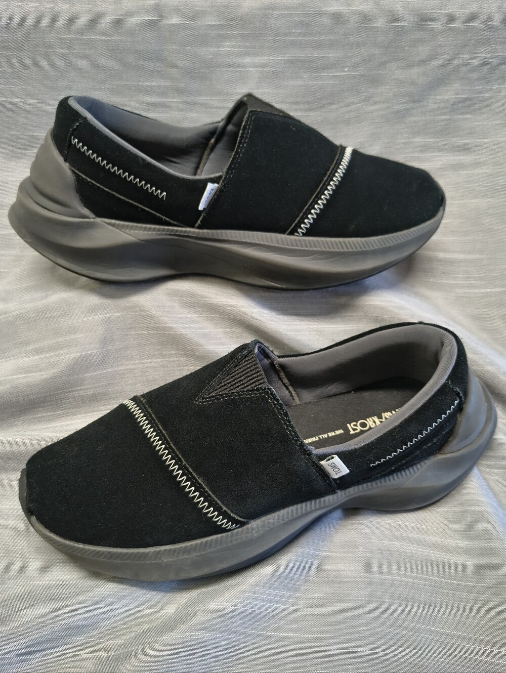 Toms x Krost Women's 9 Alpargata Gamma Suede Slip On Sneakers Black Shoes